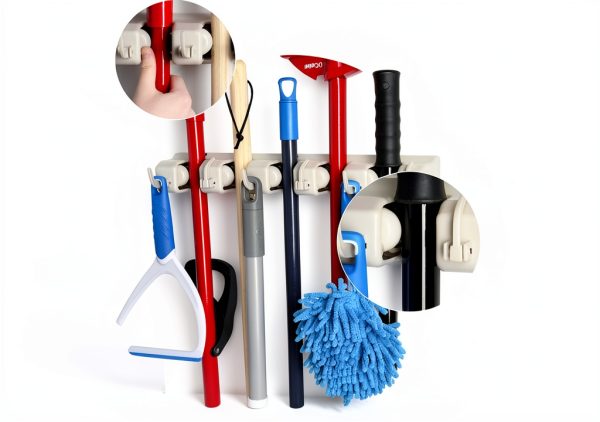 HOME IT Plastic Broom Holder Wall Mount Durable Garage-3