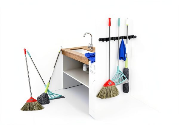 Stainless Steel Broom Holder Wall Mount VOZE Garage-3
