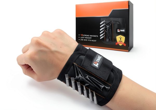 LATME Magnetic Wristband Tool Holster Black Polyester-0