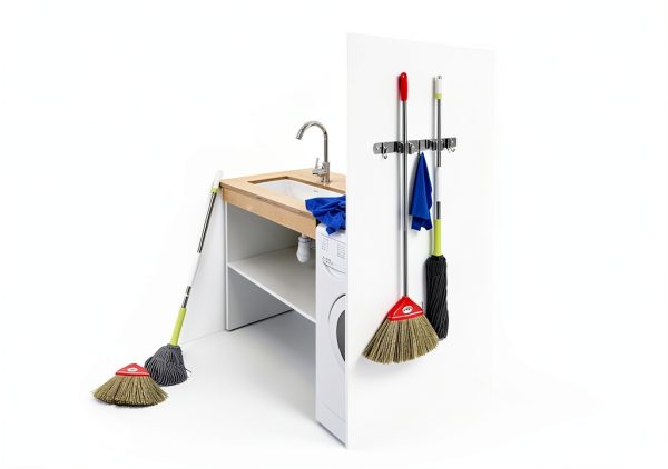 VOZE Mop Broom Holder Wall Mount Stainless Steel Organizer-2