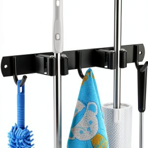 VOZE Mop Broom Holder Wall Mount Stainless Steel Organizer-0