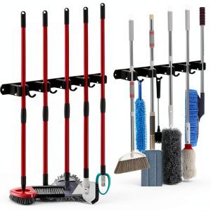 Stainless Steel Broom Holder Wall Mount VOZE Garage-0