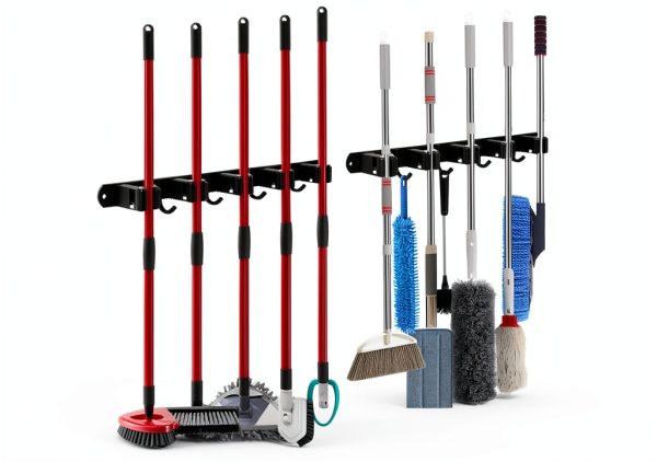 Stainless Steel Broom Holder Wall Mount VOZE Garage-0