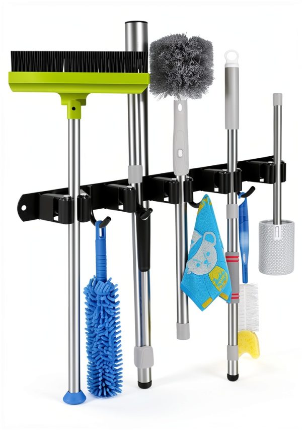 Stainless Steel Broom Holder Wall Mount VOZE Garage-1