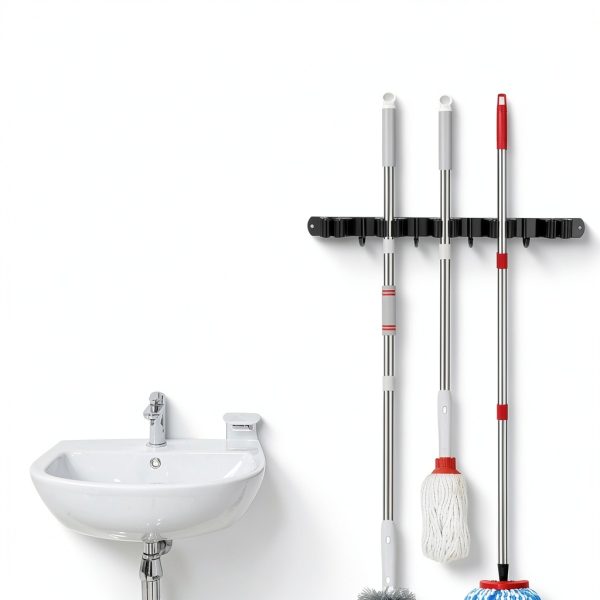 Stainless Steel Broom Holder Wall Mount VOZE Garage-2