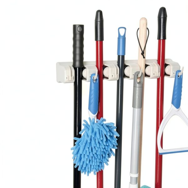 HOME IT Plastic Broom Holder Wall Mount Durable Garage-6
