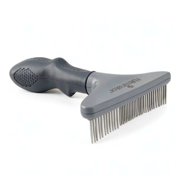 FURminator Dog Cat Grooming Rake Gray Standard Rotating Teeth-4