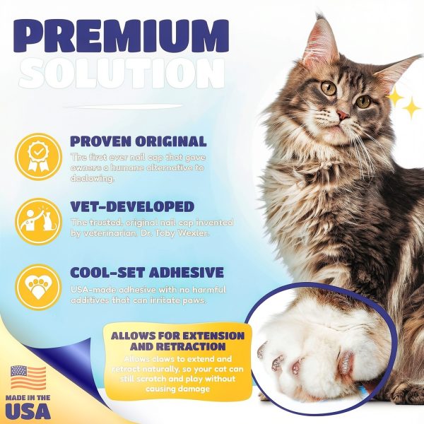 Soft Claws Cat Nail Caps for Medium Cats – 40 Clear Caps Made in USA-4