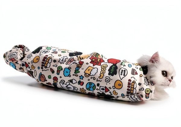 Cat Grooming Wrap CKNCY 27.6 Inch Burrito for Cats 15lb Anti Scratch-4