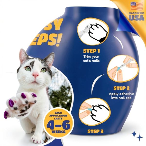 Soft Claws Cat Nail Caps for Medium Cats – 40 Clear Caps Made in USA-7