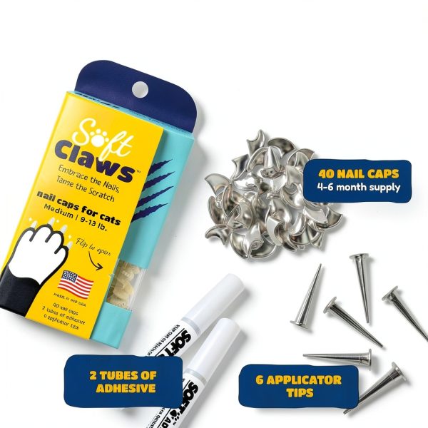 Soft Claws Cat Nail Caps for Medium Cats – 40 Clear Caps Made in USA-5