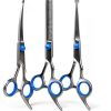 Professional 4 in 1 Dog & Cat Grooming Scissors Kit with Safety Round Tips,Sharp & Durable,Dog Shears for Grooming - Includes Straight, Curved, Thinning Scissors and Comb - Premium Pet Supplies-0