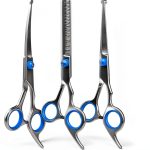 Professional 4 in 1 Dog & Cat Grooming Scissors Kit with Safety Round Tips,Sharp & Durable,Dog Shears for Grooming - Includes Straight, Curved, Thinning Scissors and Comb - Premium Pet Supplies-0