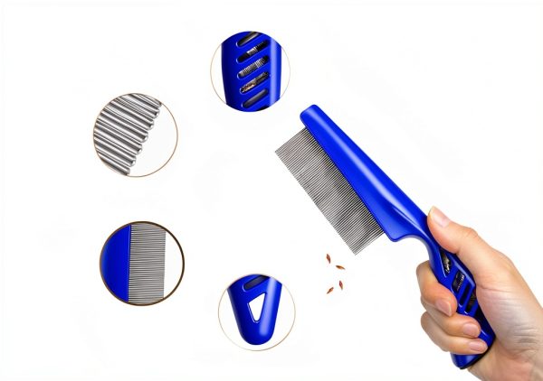 Flea Lice Comb 4 Pack Stainless Steel Grooming Set by Brillirare-1