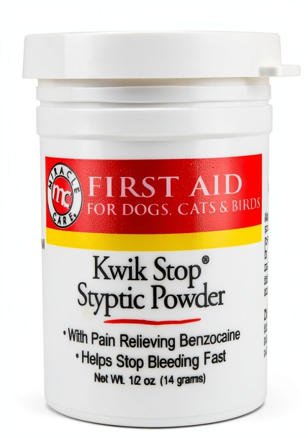 Miracle Care Kwik Stop Styptic Powder for Dogs, Cats and Birds, 0.5 Ounce, Fast Acting Blood Stop Powder with Pain Relieving Benzocaine-0