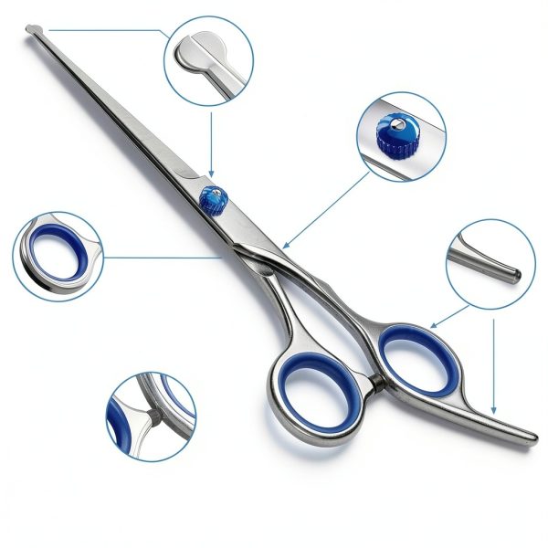 Professional 4 in 1 Dog & Cat Grooming Scissors Kit with Safety Round Tips,Sharp & Durable,Dog Shears for Grooming - Includes Straight, Curved, Thinning Scissors and Comb - Premium Pet Supplies-2