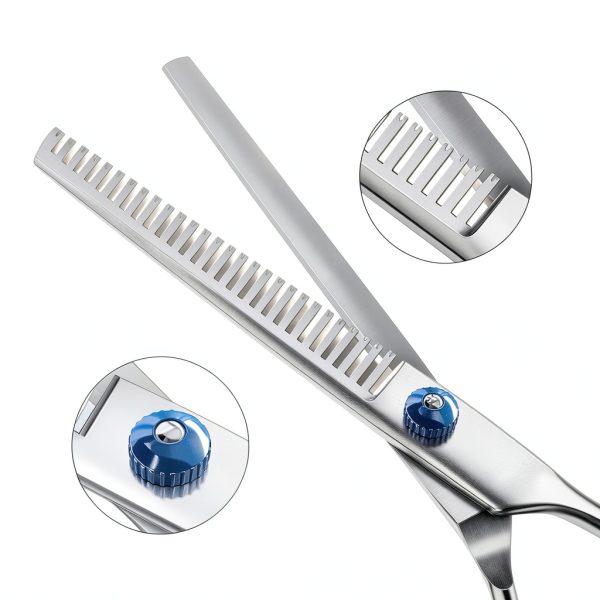 Professional 4 in 1 Dog & Cat Grooming Scissors Kit with Safety Round Tips,Sharp & Durable,Dog Shears for Grooming - Includes Straight, Curved, Thinning Scissors and Comb - Premium Pet Supplies-4