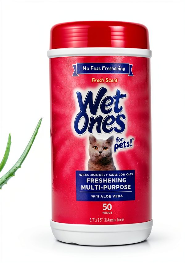 Wet Ones for Pets Cat Grooming Wipes Aloe Vera Fresh Scent 50 Count-2