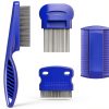 Flea Lice Comb 4 Pack Stainless Steel Grooming Set by Brillirare-0