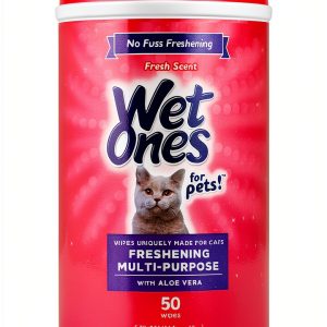 Wet Ones for Pets Cat Grooming Wipes Aloe Vera Fresh Scent 50 Count-0