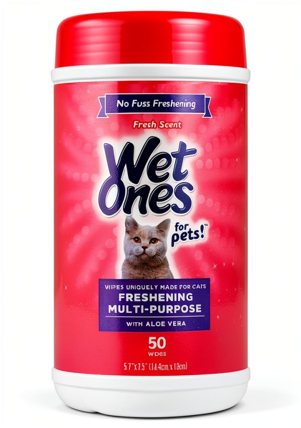 Wet Ones for Pets Cat Grooming Wipes Aloe Vera Fresh Scent 50 Count-0